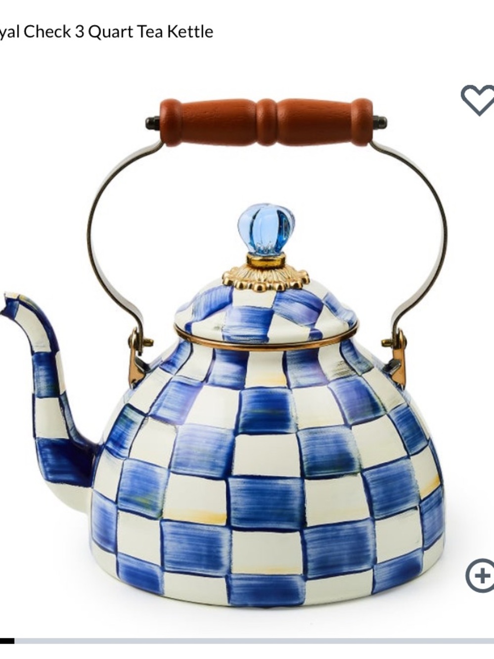 MacKenzie-Childs Royal check 3QT tea kettle